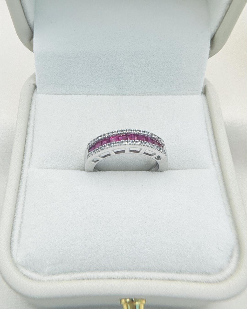 Natural Burmese Ruby & Diamond Band Ring | Ruby and Diamond Eternity Style Ring
