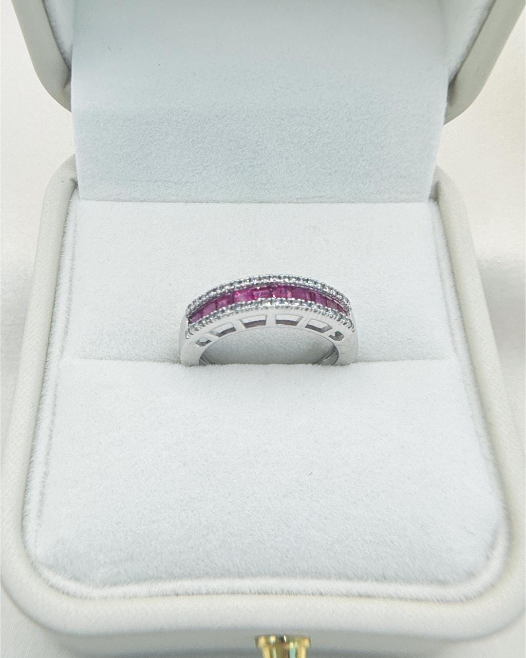 Natural Burmese Ruby & Diamond Band Ring | Ruby and Diamond Eternity Style Ring