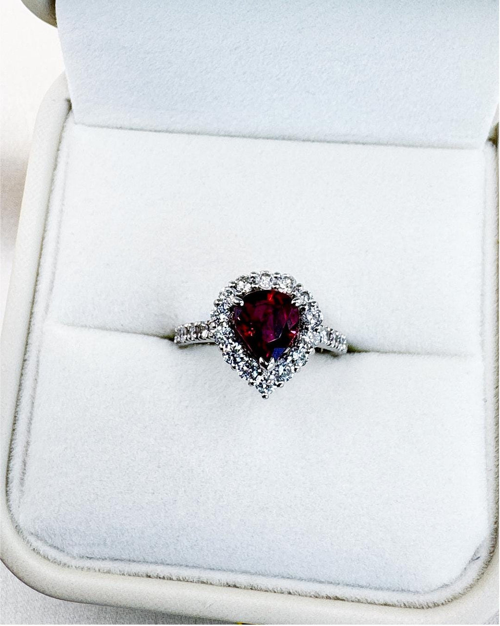 Natural GIA Ruby Diamond Halo Ring | Vintage Inspired Platinum Statement Piece