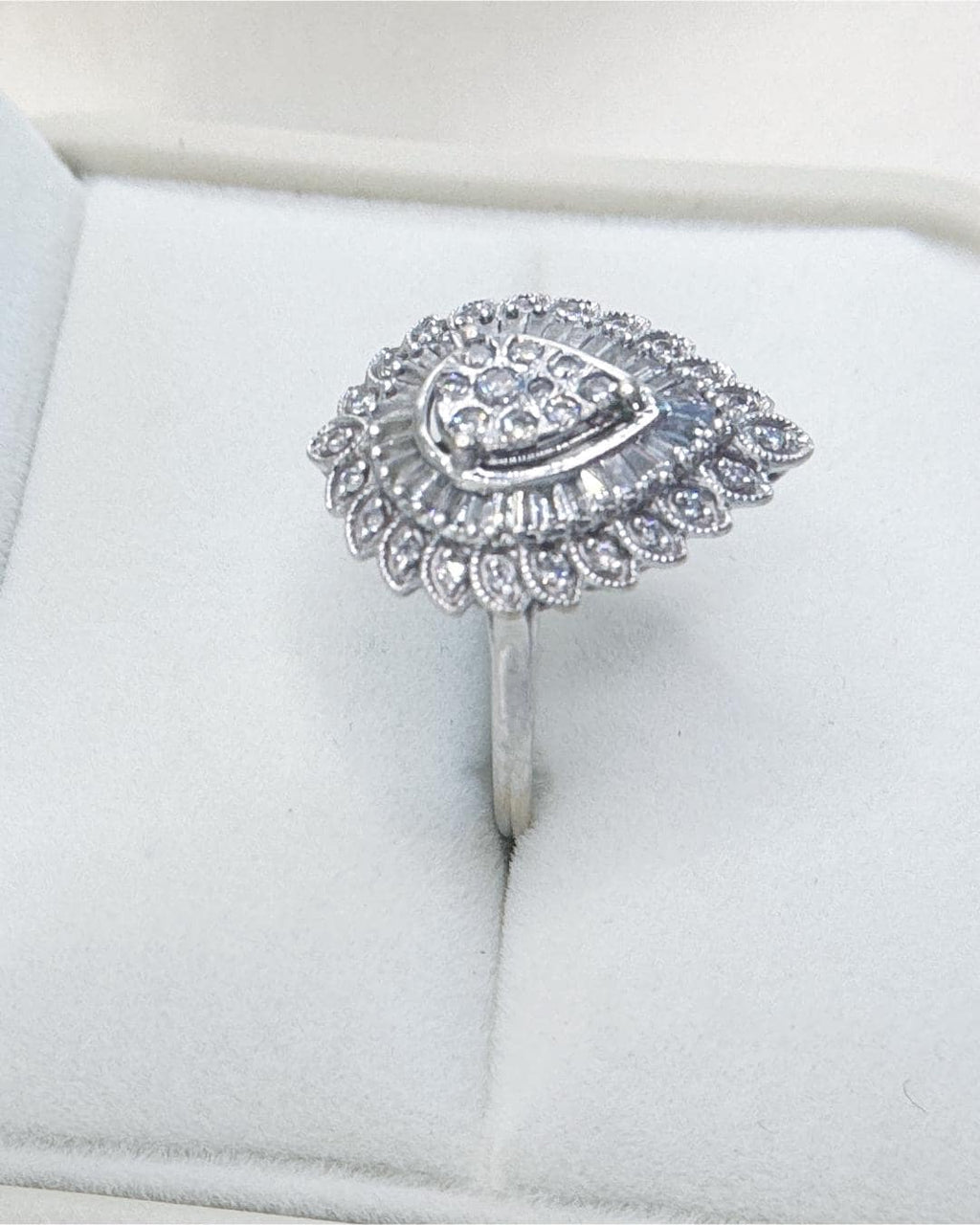 Vintage Pear Shape Diamond Ring | 0.69 CTW Diamond Halo Ring