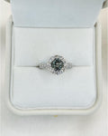 Unheated GIA Color Change Sapphire Ring | 2.18 CTW Natural Sapphire & Diamond Halo Ring