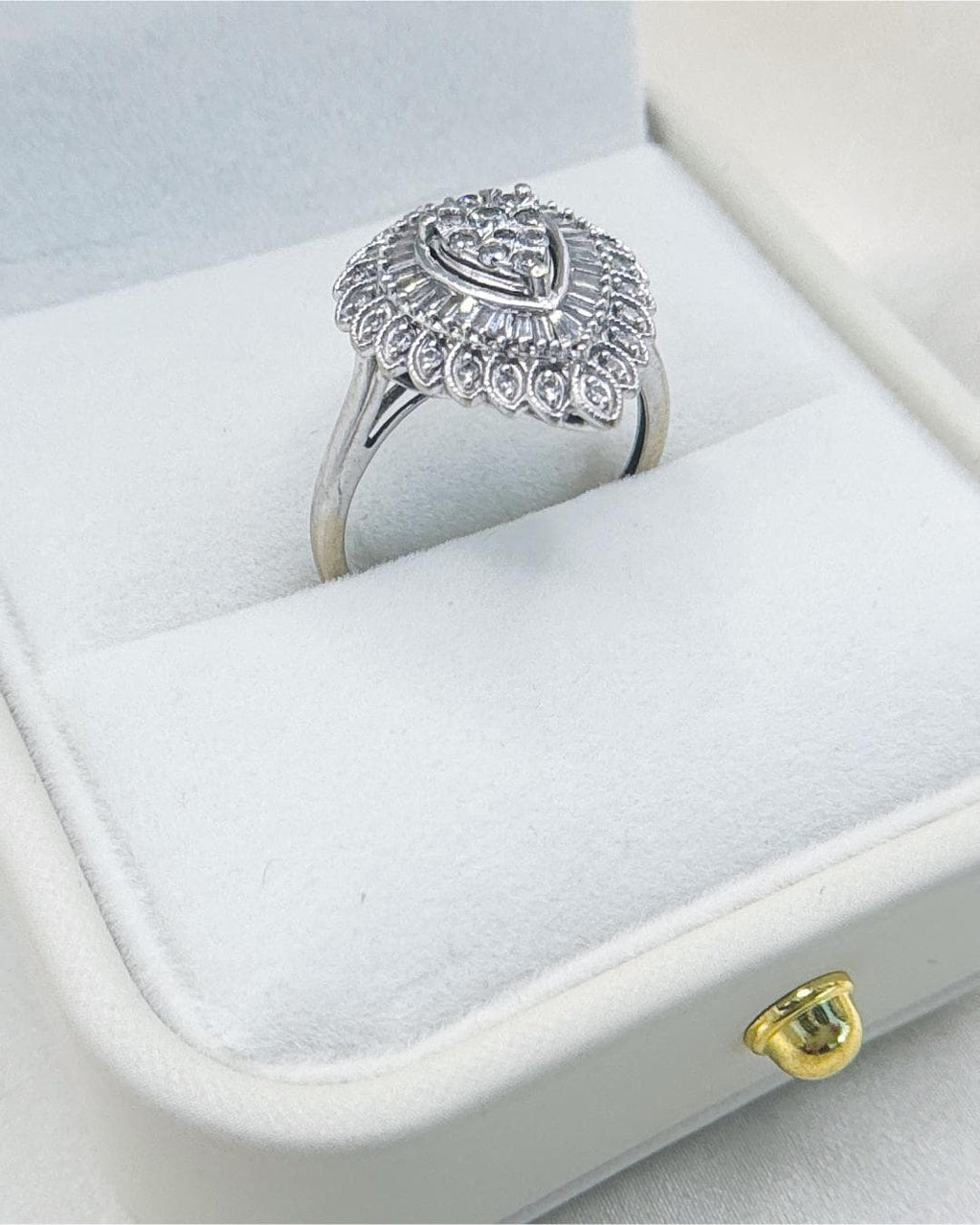 Vintage Pear Shape Diamond Ring | 0.69 CTW Diamond Halo Ring
