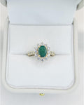 Natural Emerald & Lab Diamond Halo Ring