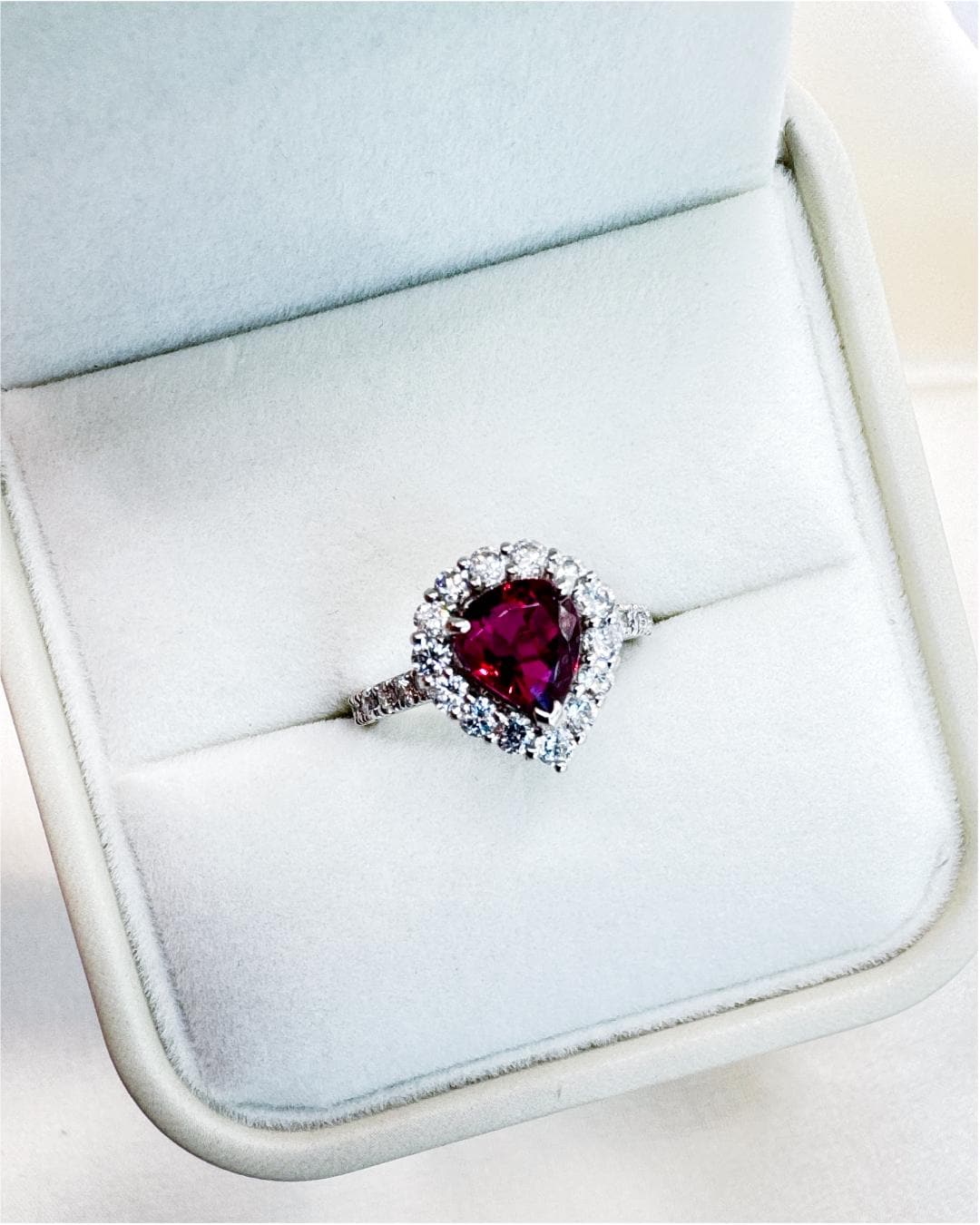Natural GIA Ruby Diamond Halo Ring | Vintage Inspired Platinum Statement Piece