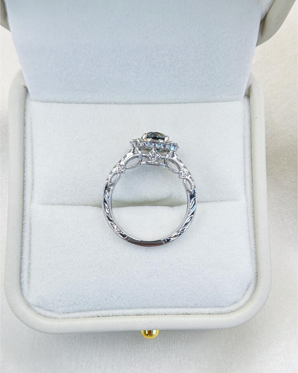 Unheated GIA Color Change Sapphire Ring | 2.18 CTW Natural Sapphire & Diamond Halo Ring