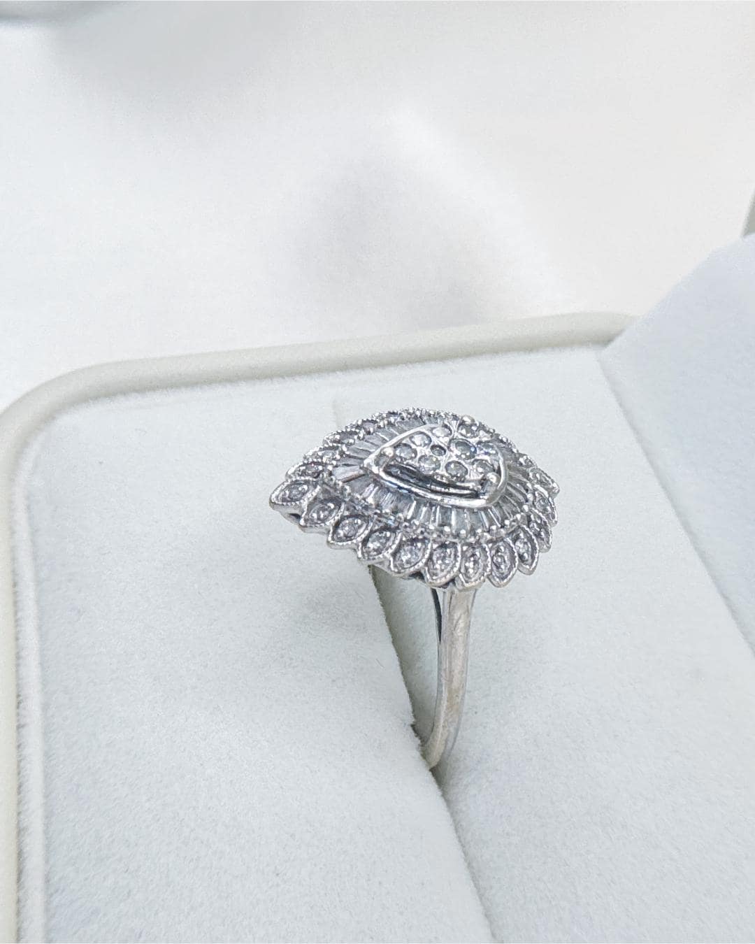 Vintage Pear Shape Diamond Ring | 0.69 CTW Diamond Halo Ring