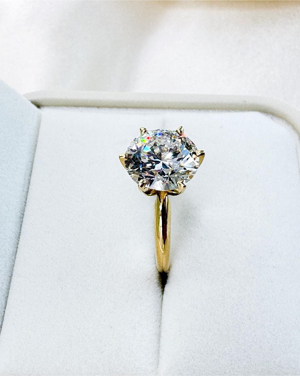 3.89 Carat IGI Round Lab Diamond Solitaire Ring | 14K Gold Engagement Ring