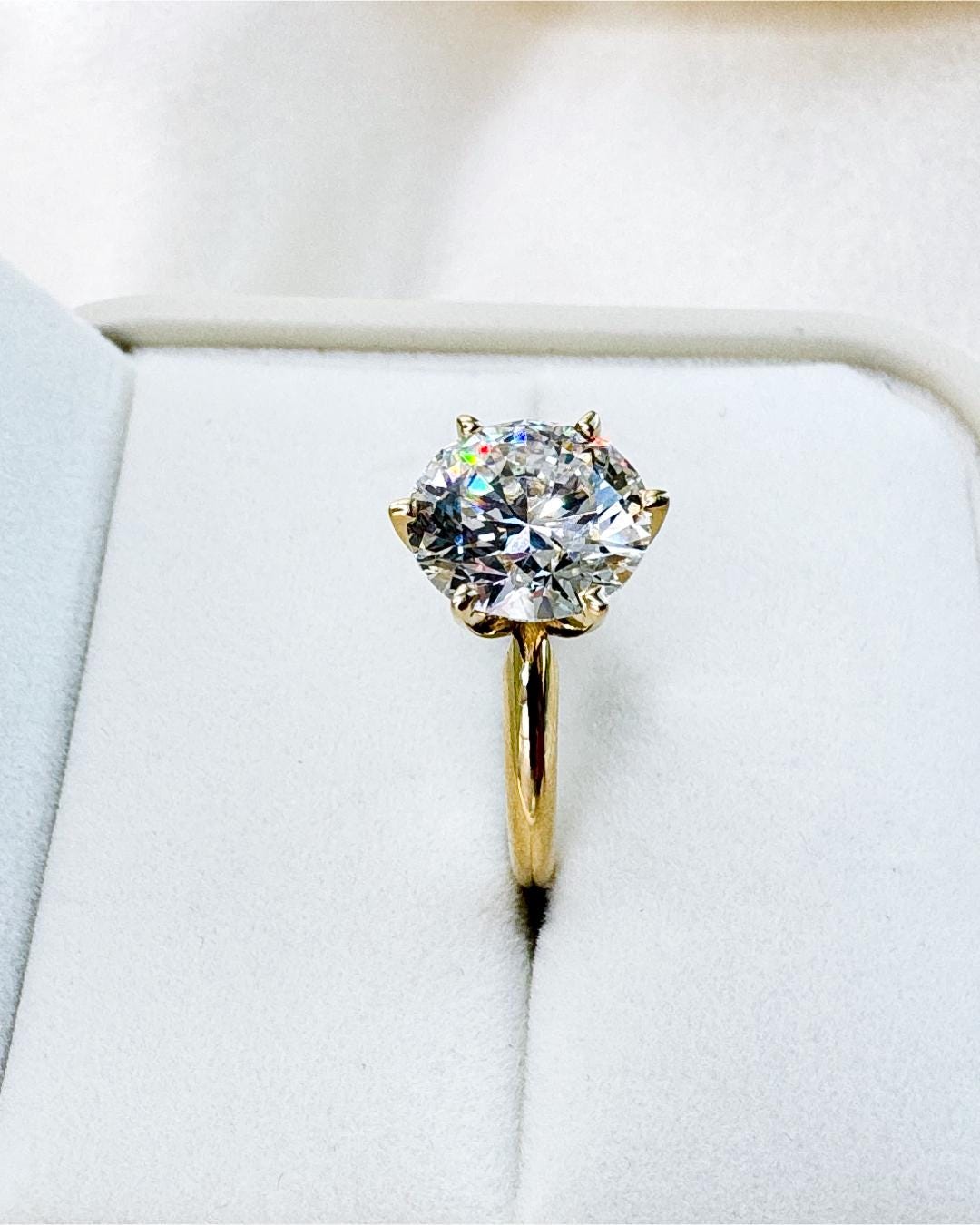 3.89 Carat IGI Round Lab Diamond Solitaire Ring | 14K Gold Engagement Ring
