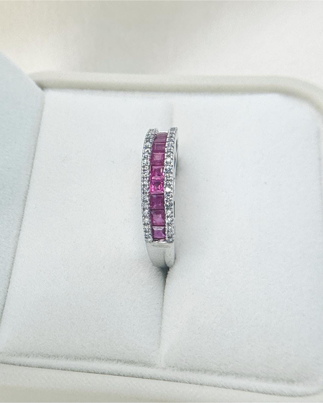 Natural Burmese Ruby & Diamond Band Ring | Ruby and Diamond Eternity Style Ring
