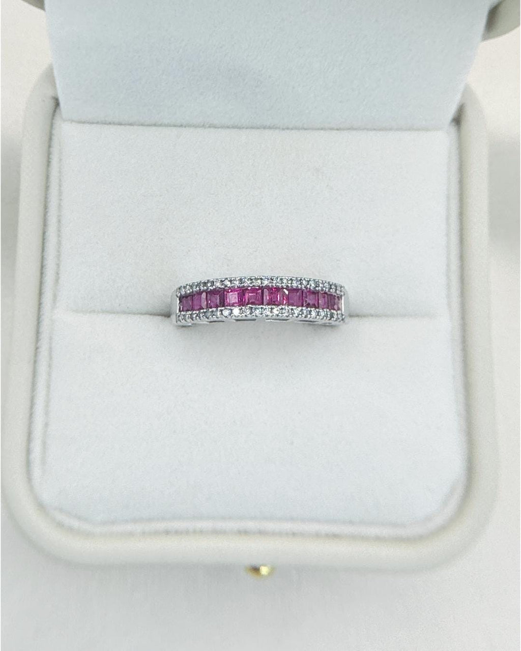 Natural Burmese Ruby & Diamond Band Ring | Ruby and Diamond Eternity Style Ring
