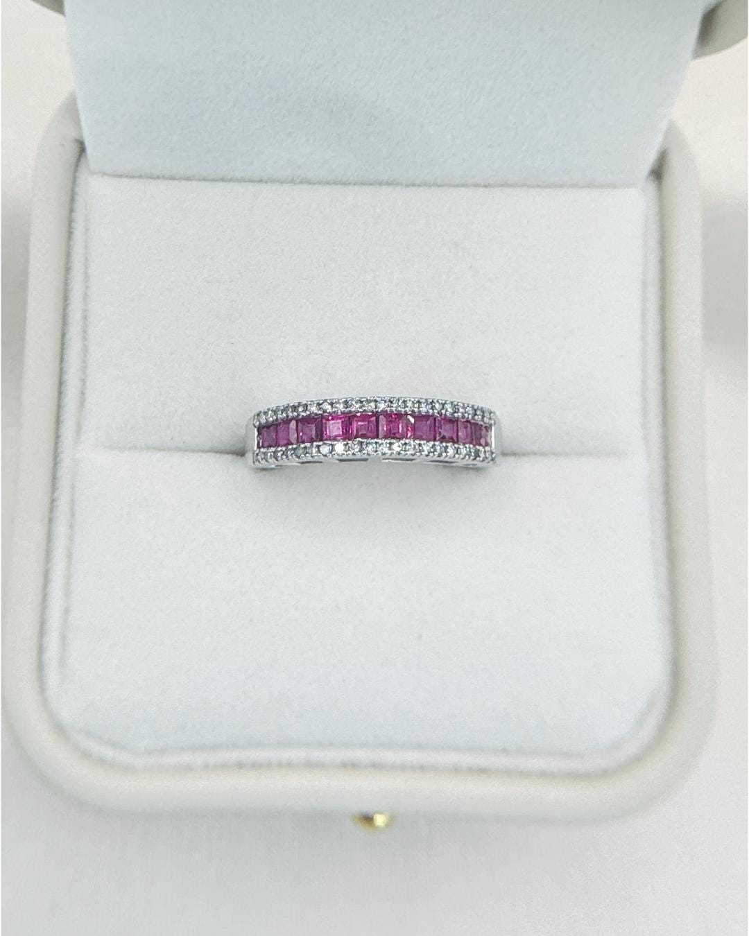 Natural Burmese Ruby & Diamond Band Ring | Ruby and Diamond Eternity Style Ring