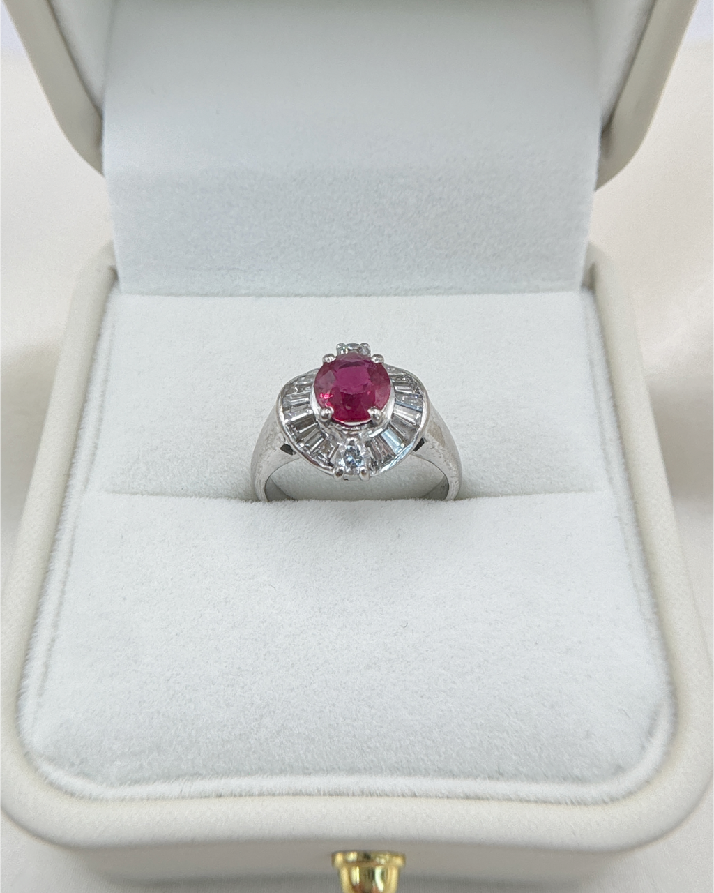 Natural 1.30 Ct Ruby & Diamond Halo Ring Vintage Style Statement Ring