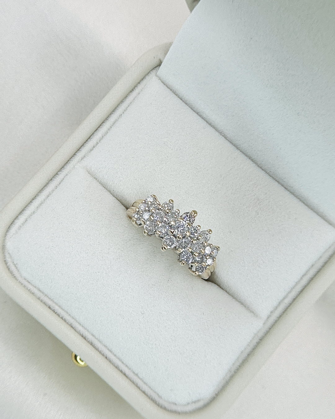 14K Gold 1.50 CTW Diamond Cluster Ring | Yellow Gold Statement Ring