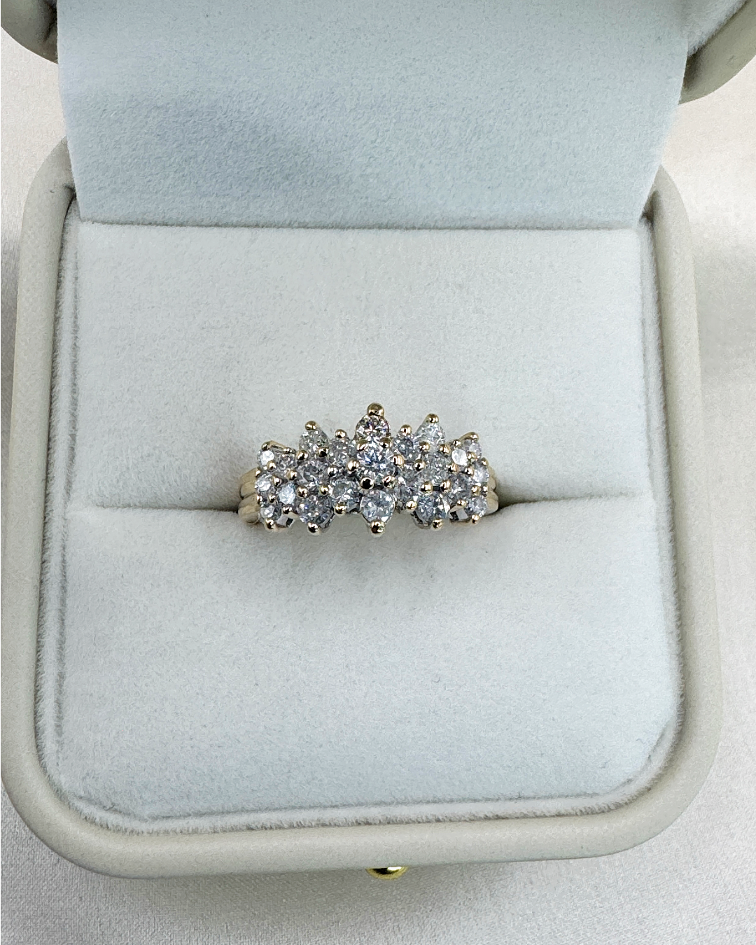 14K Gold 1.50 CTW Diamond Cluster Ring | Yellow Gold Statement Ring