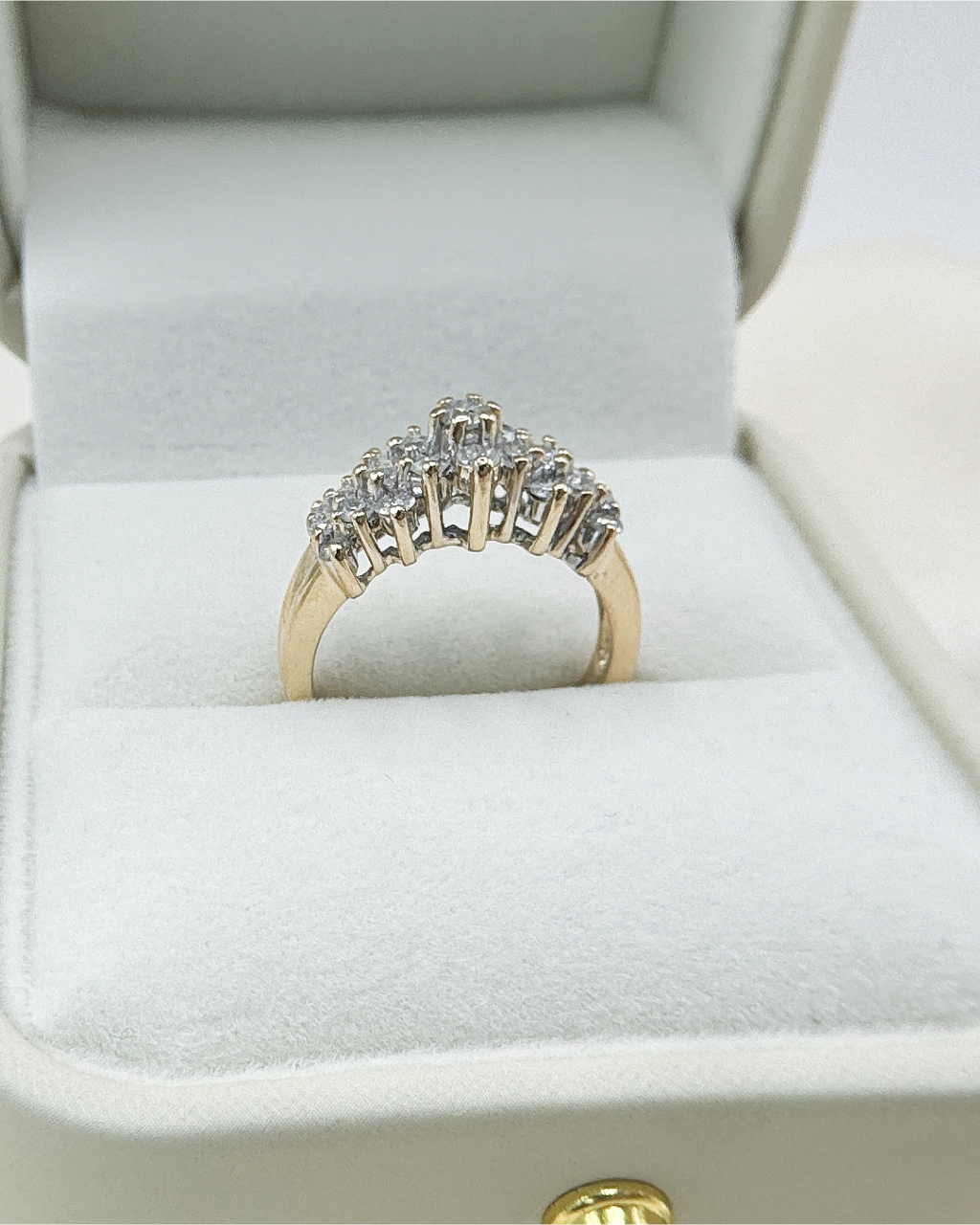 14K Gold 1.50 CTW Diamond Cluster Ring | Yellow Gold Statement Ring