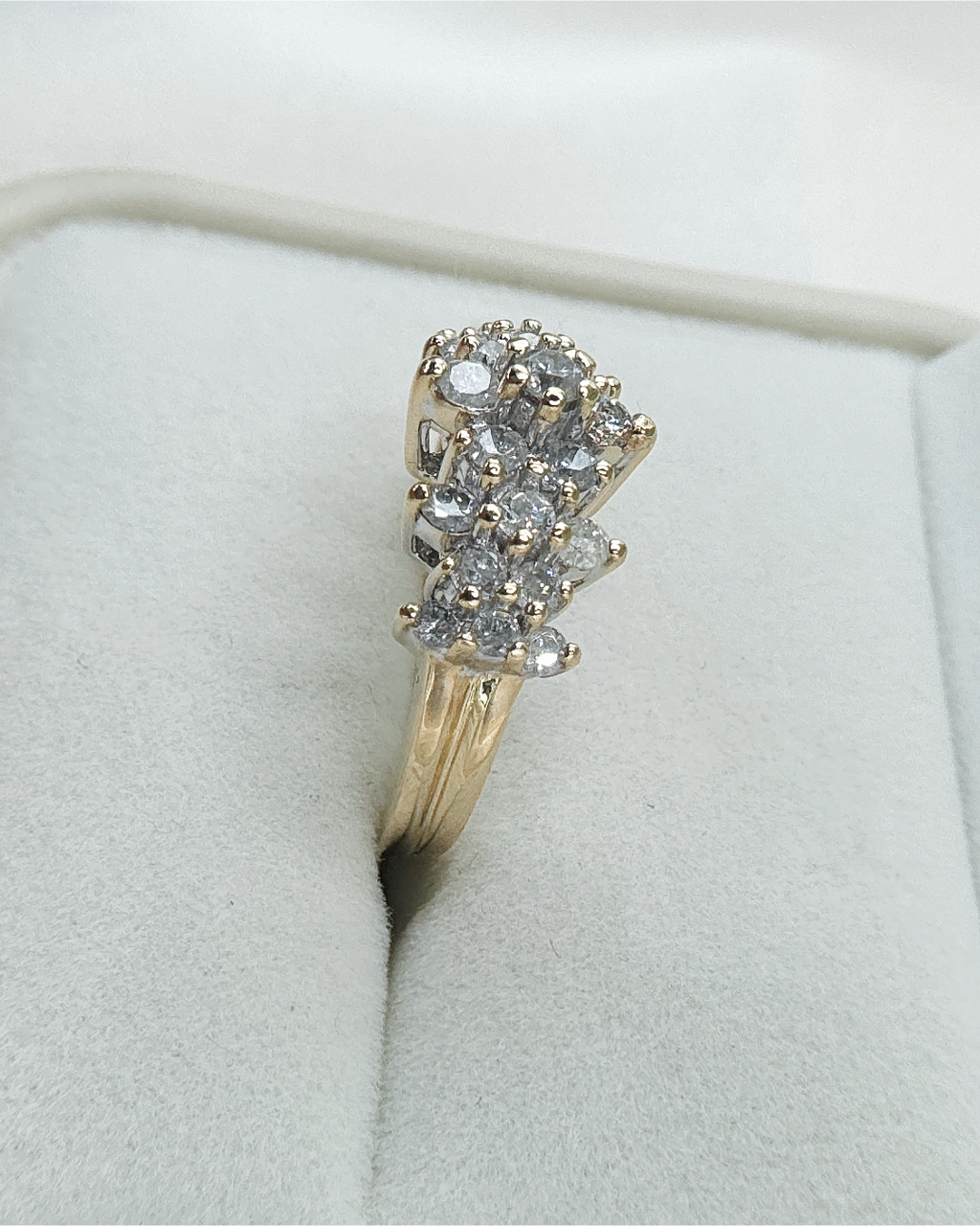 14K Gold 1.50 CTW Diamond Cluster Ring | Yellow Gold Statement Ring