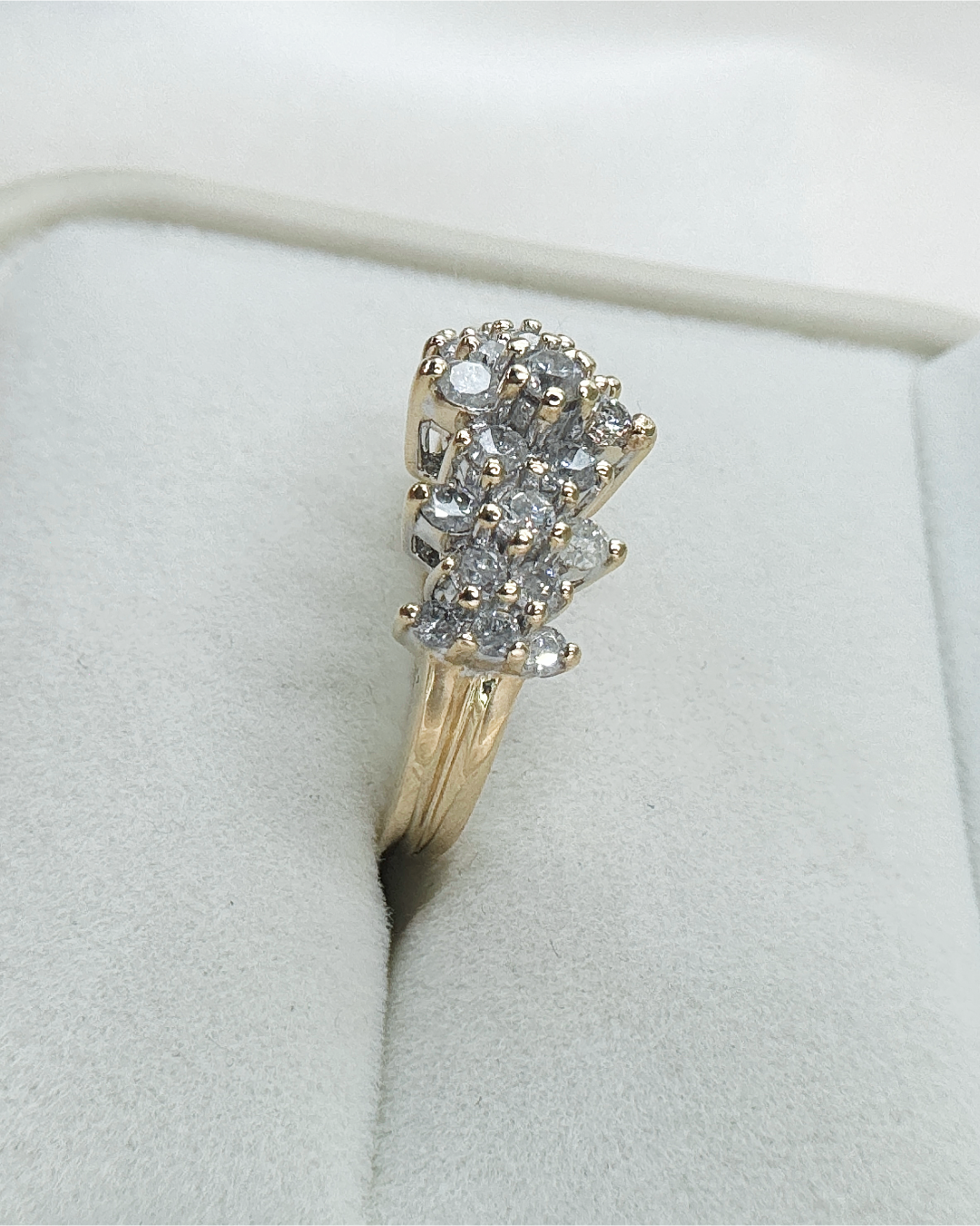 14K Gold 1.50 CTW Diamond Cluster Ring | Yellow Gold Statement Ring