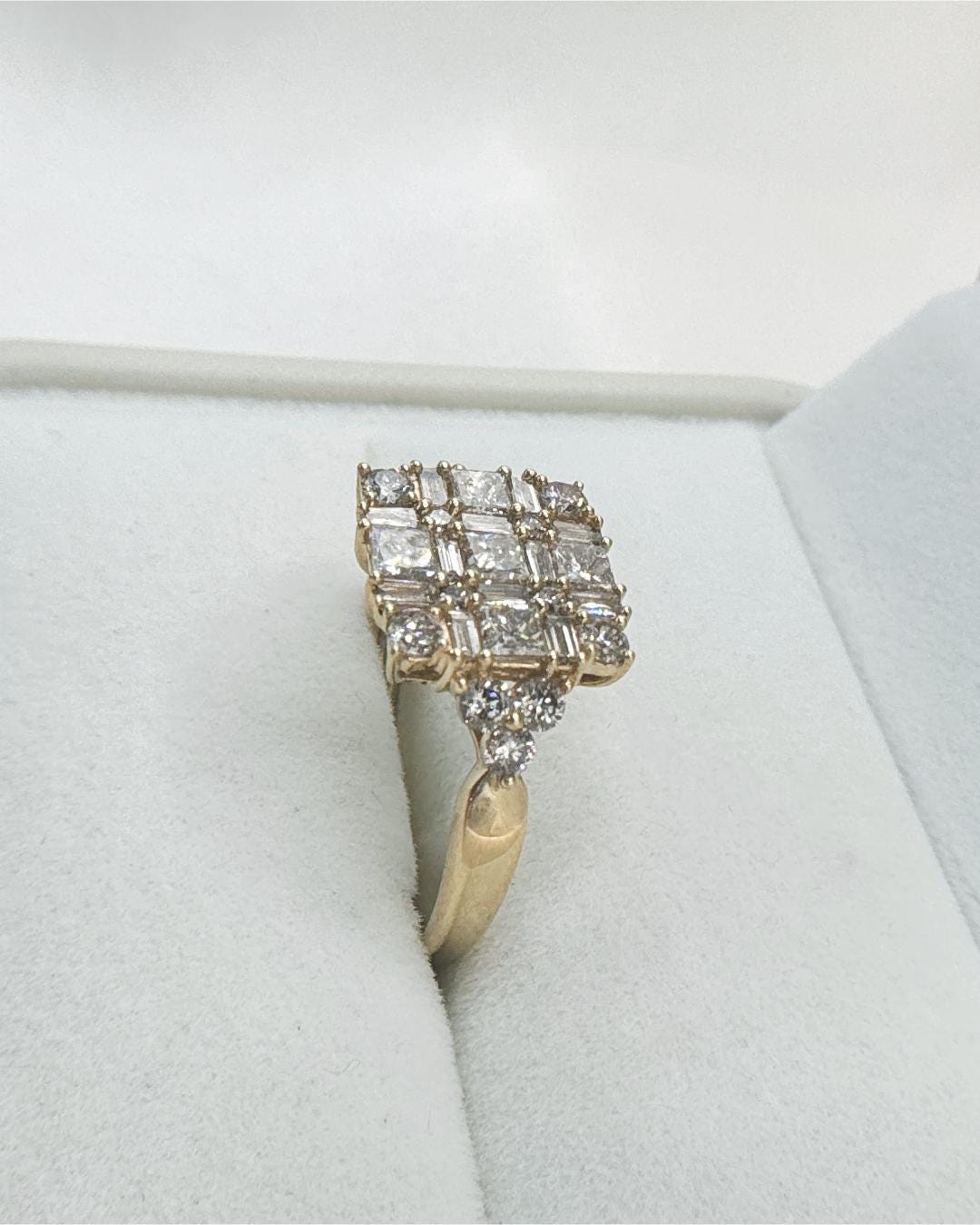 Vintage 18K Gold Natural Diamond Cluster Ring | 1.05 CTW Diamond Statement Ring