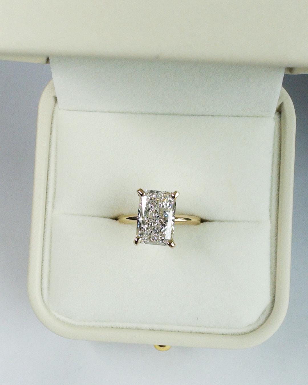 3.83 Carat IGI Certified Radiant Cut Lab Diamond Solitaire Ring | 14K Gold Engagement Ring