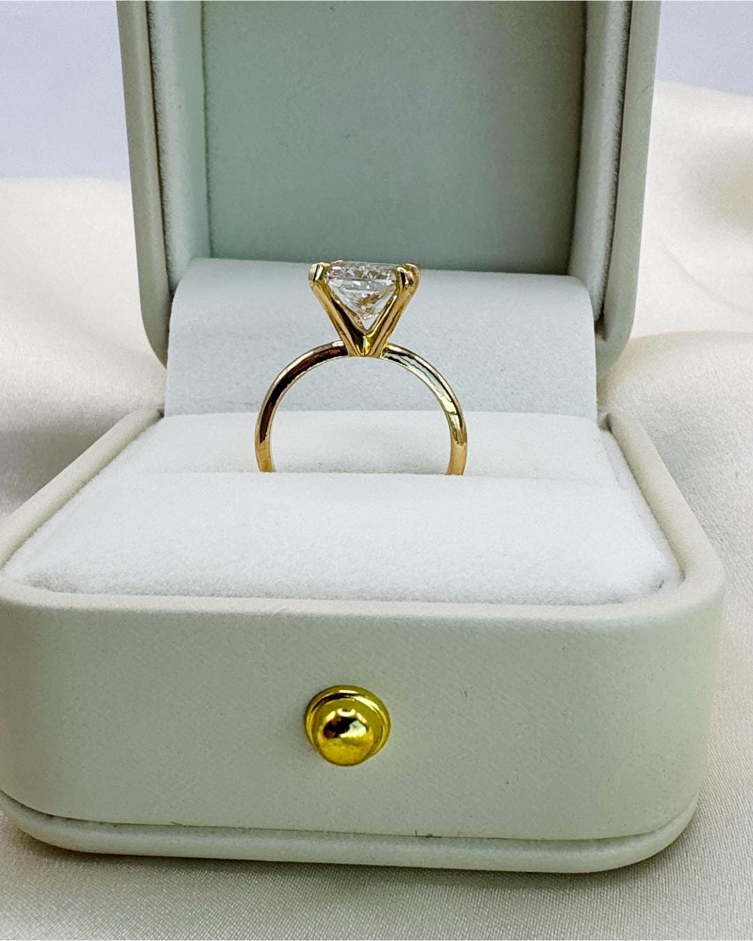 3.83 Carat IGI Certified Radiant Cut Lab Diamond Solitaire Ring | 14K Gold Engagement Ring
