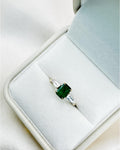 Natural Emerald & Lab Diamond Ring | 14K Gold Emerald Cut Ring