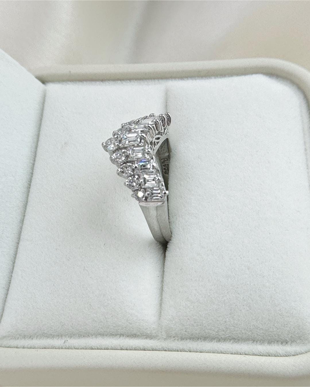 Platinum 1.00 CT Natural Diamond Ring | Crown Style Multi Stone Diamond Band