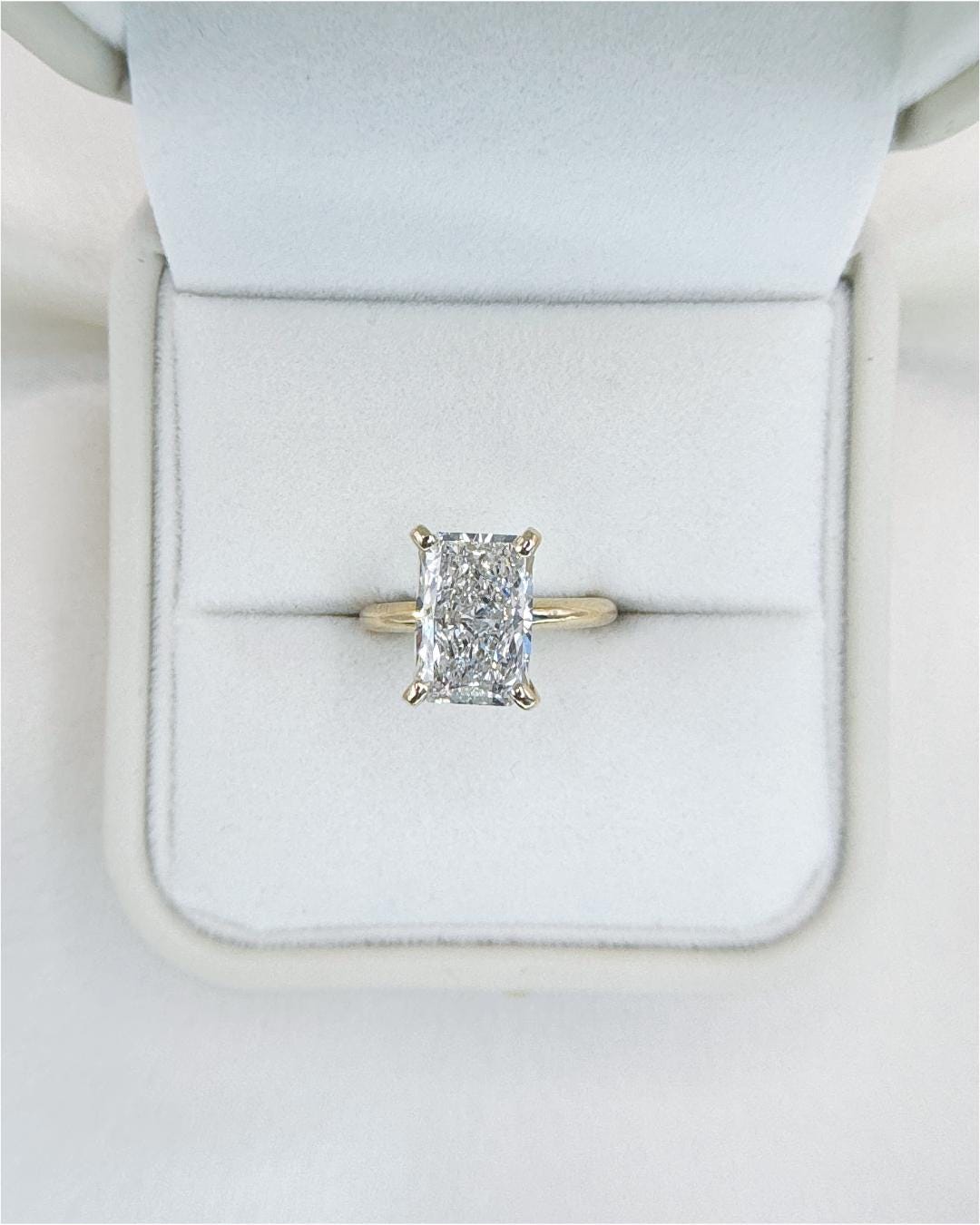 3.83 Carat IGI Certified Radiant Cut Lab Diamond Solitaire Ring | 14K Gold Engagement Ring