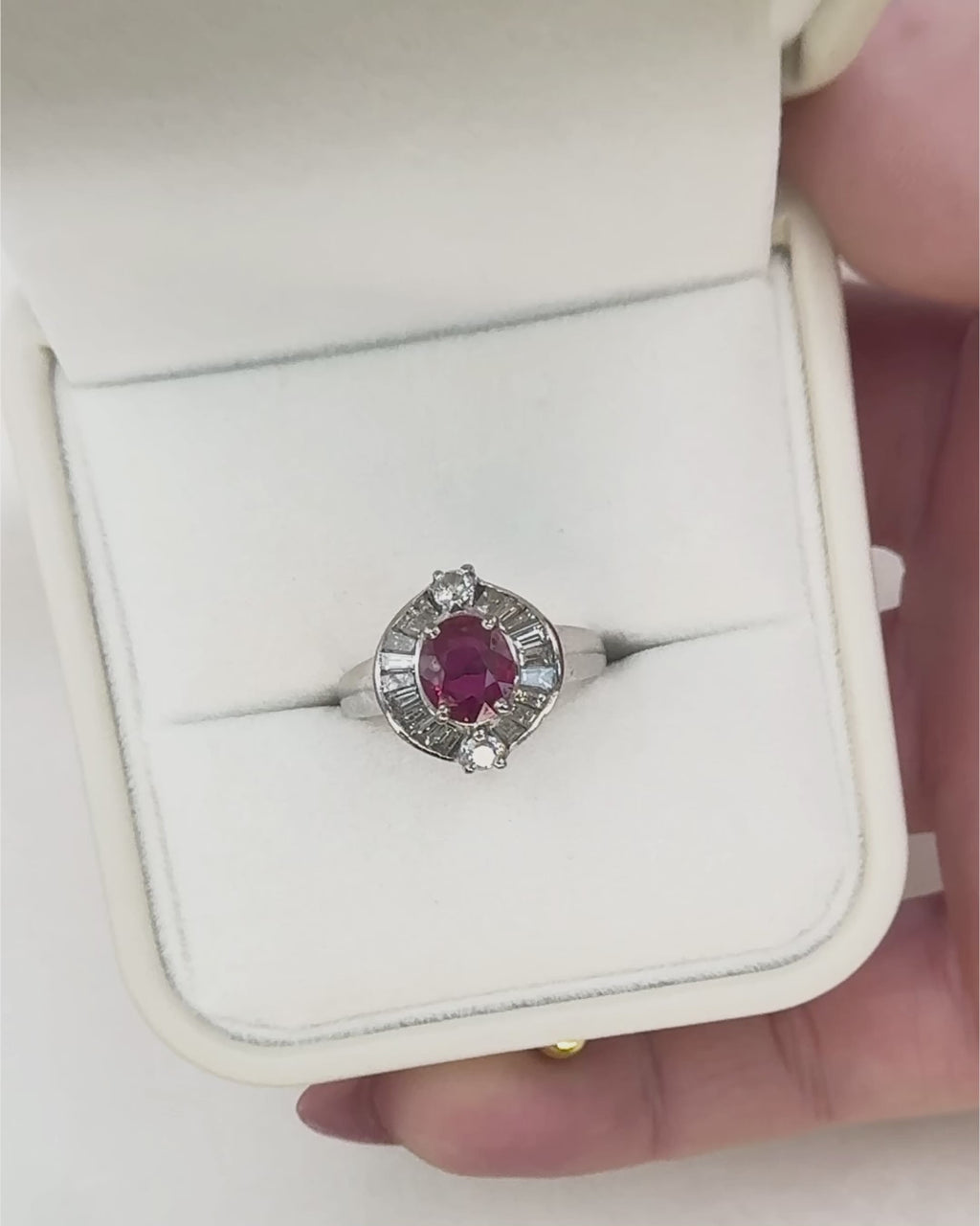 Natural 1.30 Ct Ruby & Diamond Halo Ring Vintage Style Statement Ring
