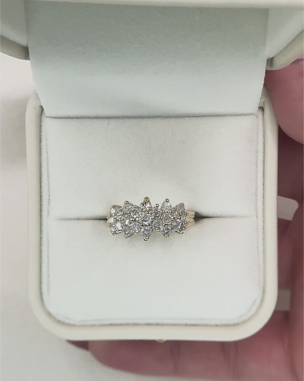 14K Gold 1.50 CTW Diamond Cluster Ring | Yellow Gold Statement Ring