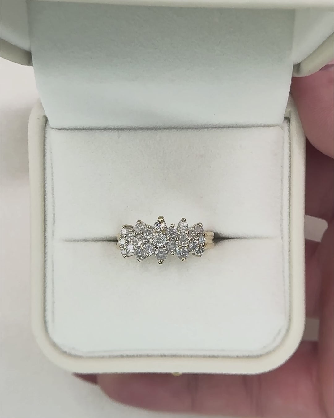 14K Gold 1.50 CTW Diamond Cluster Ring | Yellow Gold Statement Ring
